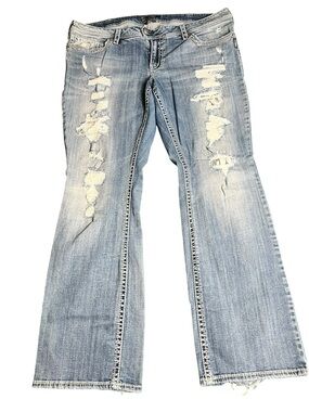 Silver Jeans Co Tuesday 22W Distressed Lace Flare Jeans Y2K